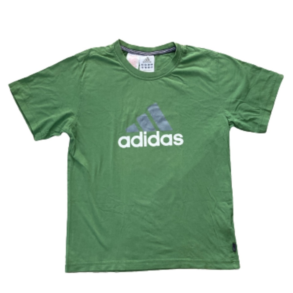 ADIDAS short sleeve green logo t shirt crew neck
